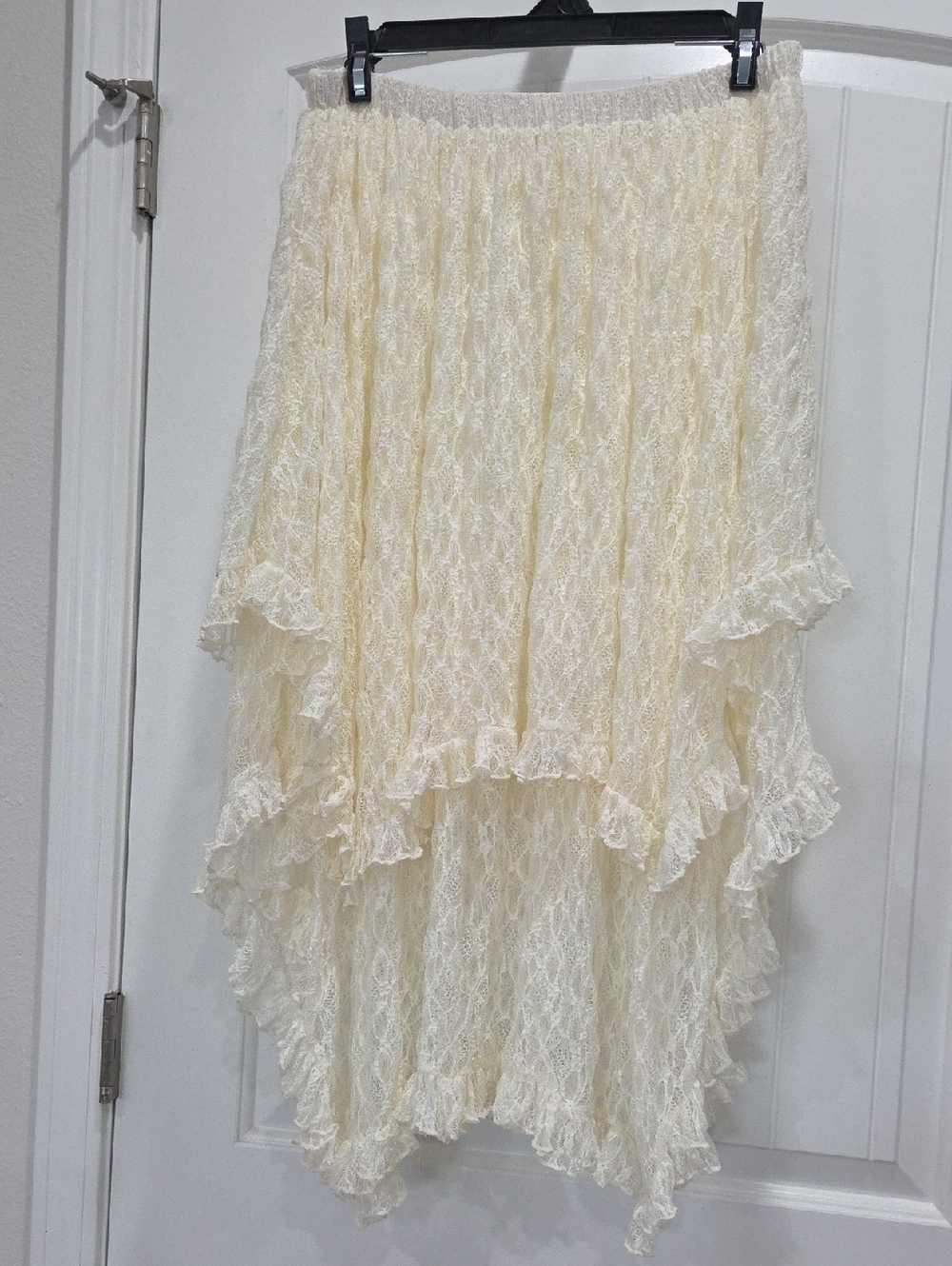 Rareraw Failrycore Asymmetrical Lace Skirt In Cream, Medium - Picture 2 of 5